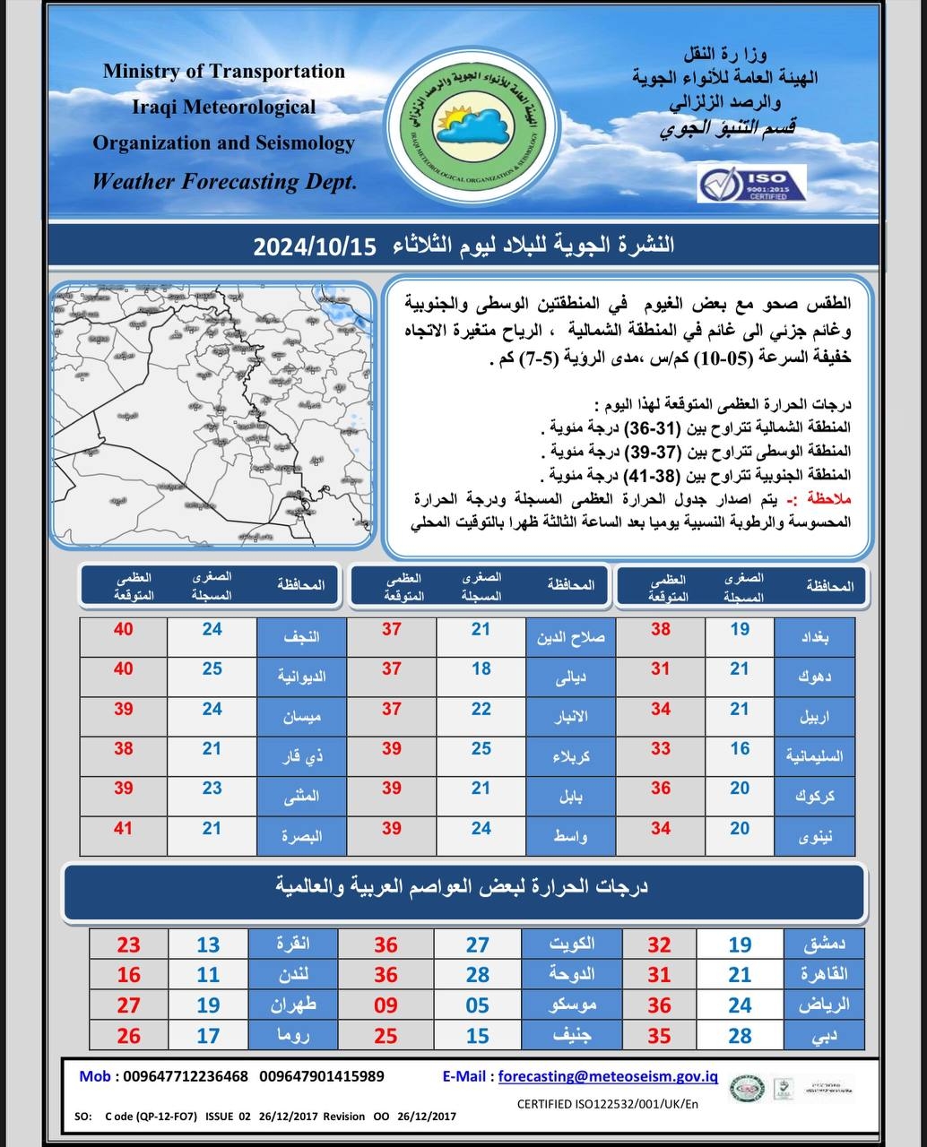 أجواء متقلبة بين امطار وغبار مع انخفاض بدرجات الحرارة في أغلب مناطق العراق