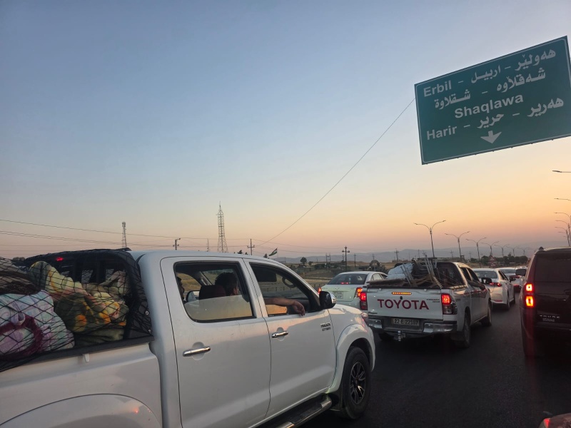Erbil'de Bihâl yolunda turist yoğunluğu nedeniyle trafik felç oldu.